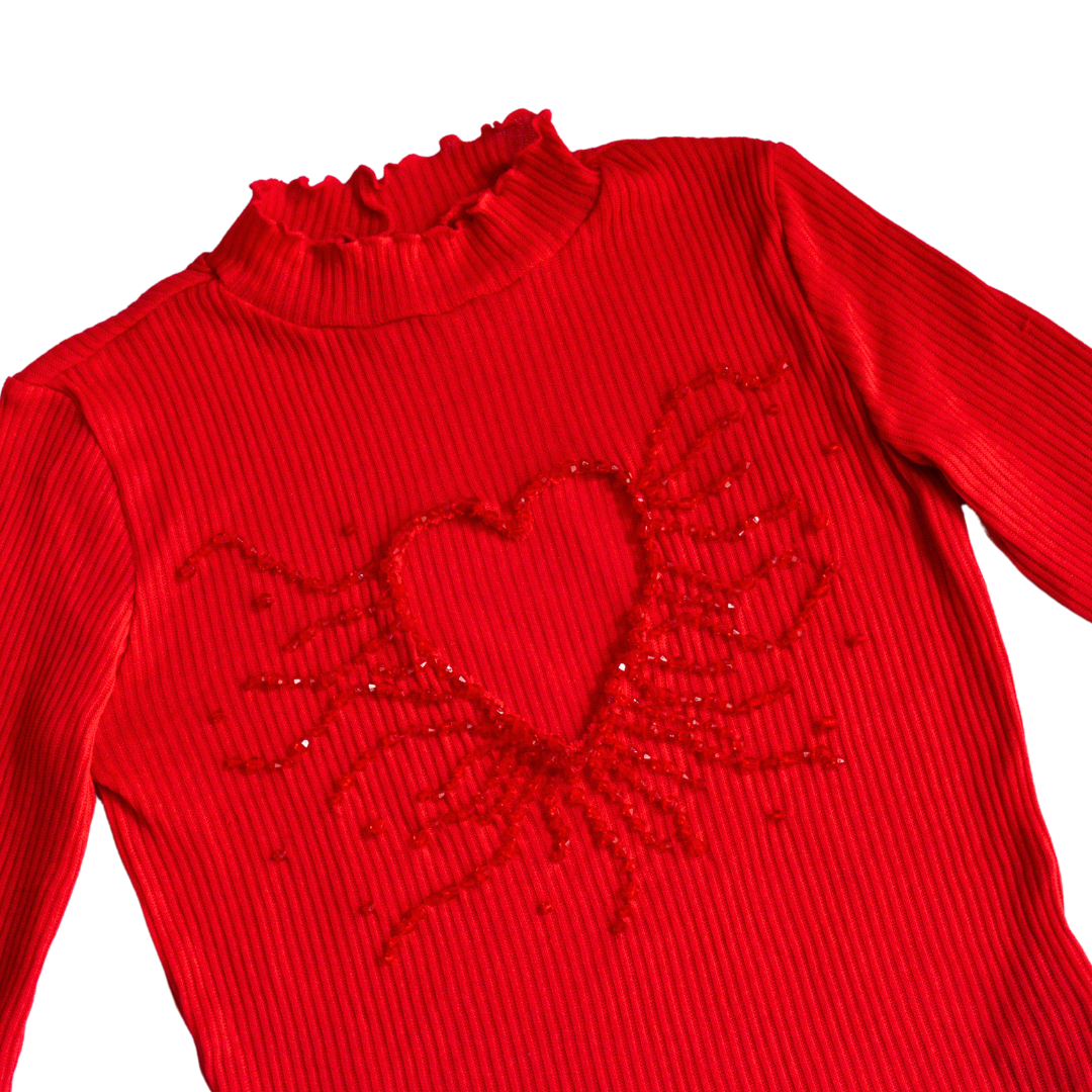 Blusa roja missing heart upclycling
