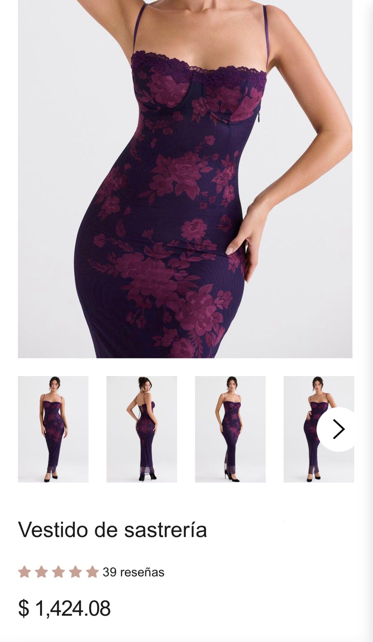 Vestido largo floral mesh