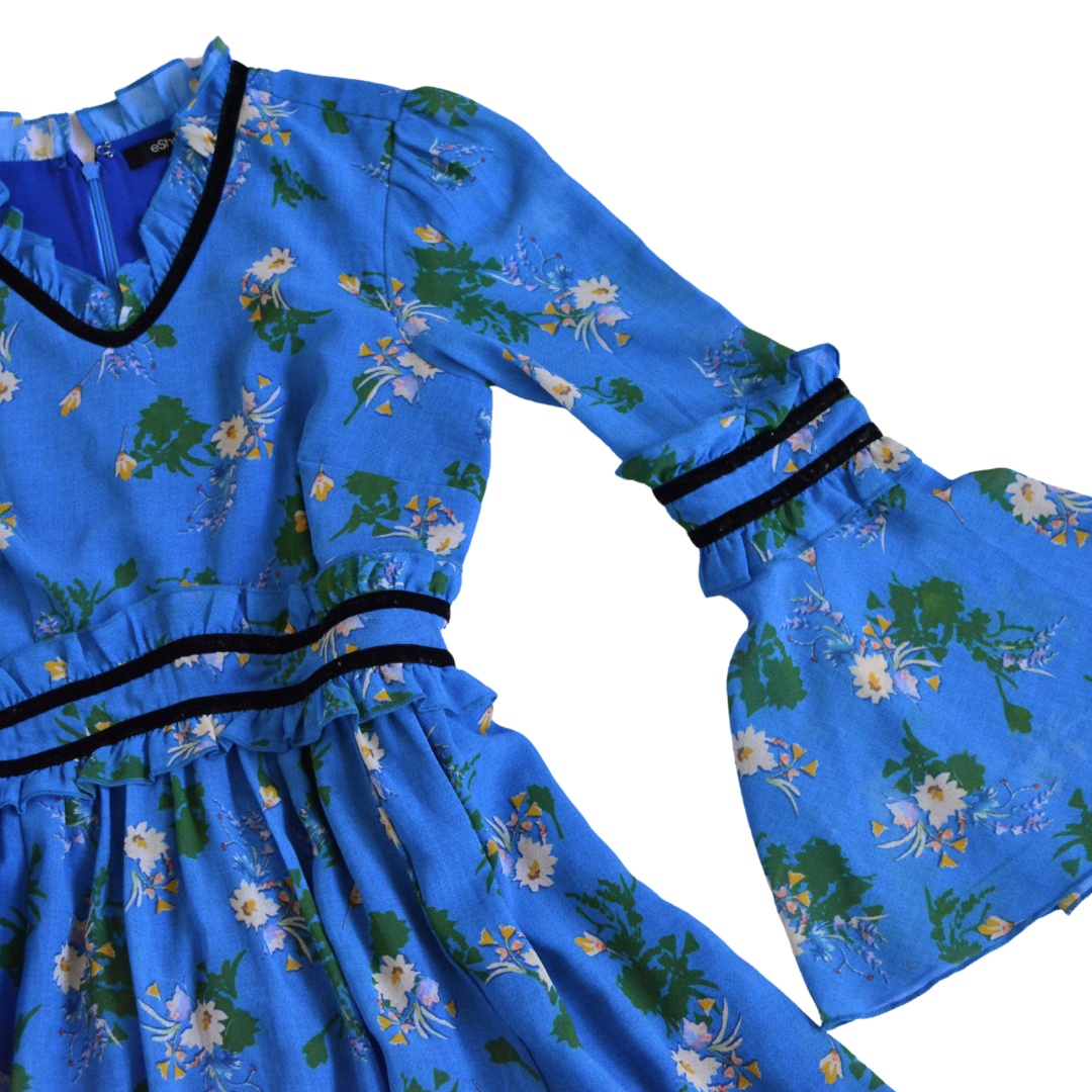Vestido azul midi de flores