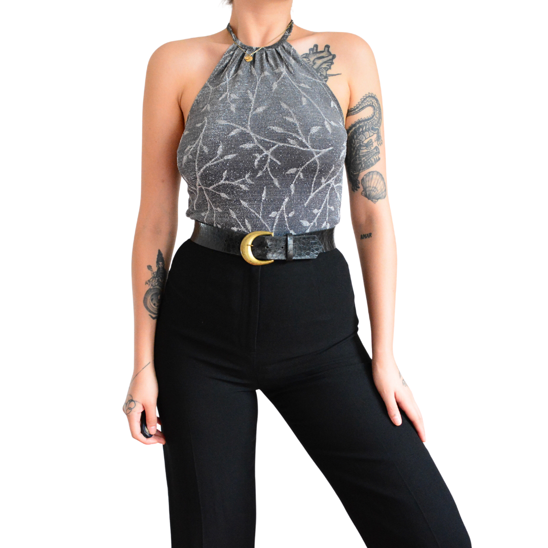 Blusa sparkles con figuritas de hojas