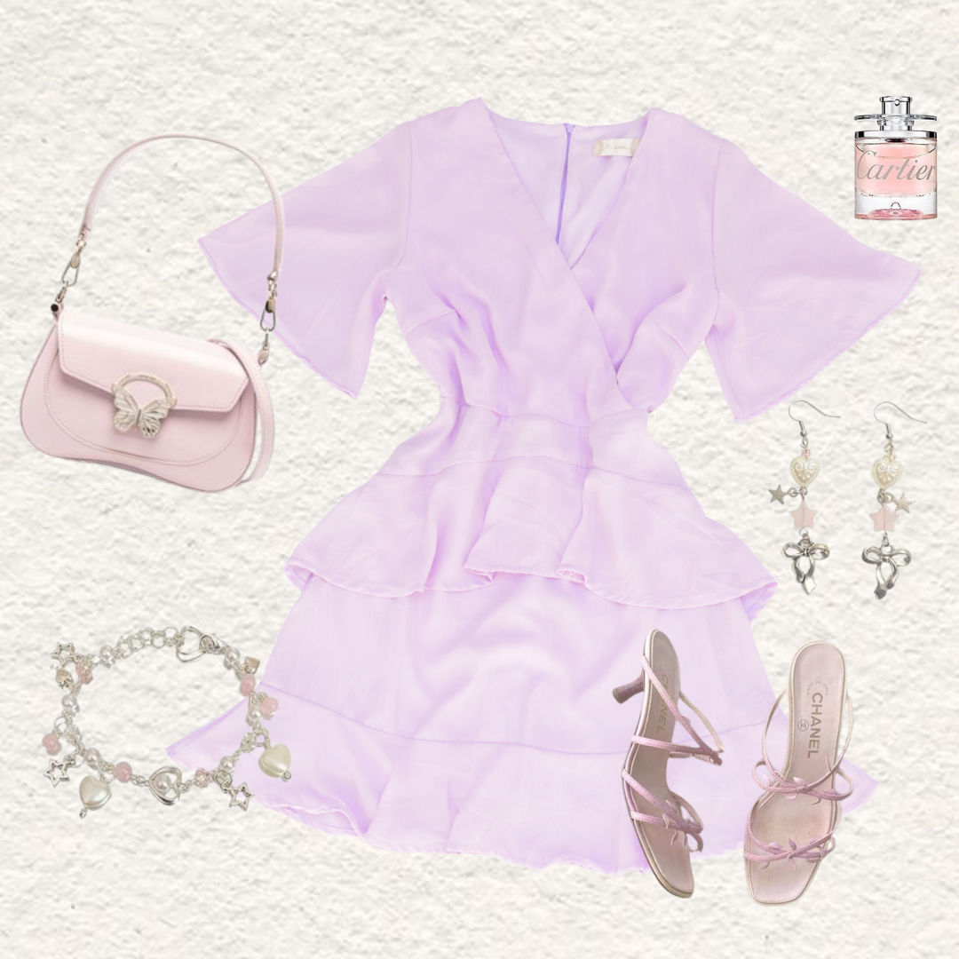 Vestido lila con olanes
