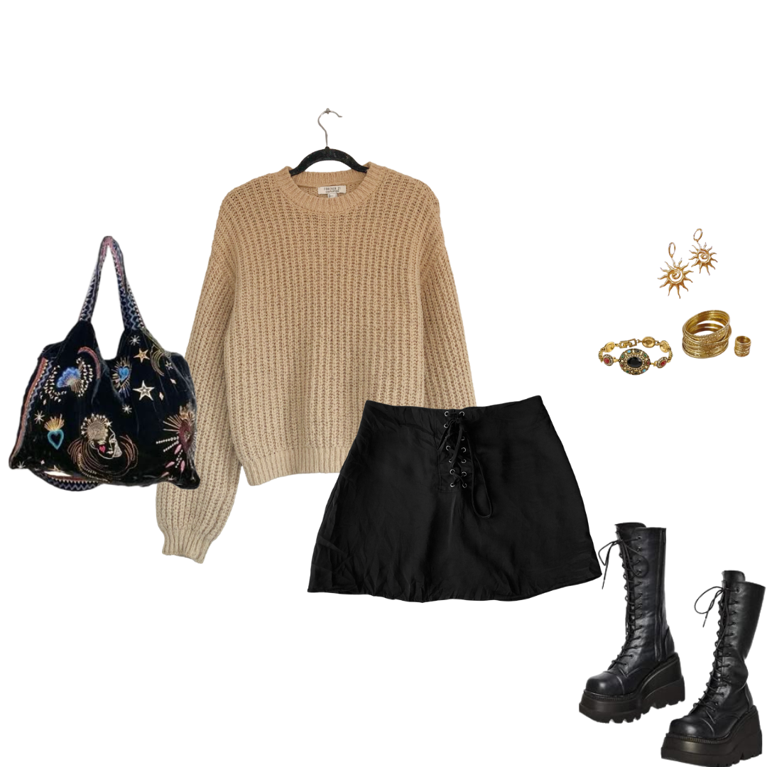 Suéter knit grueso beige vainilla