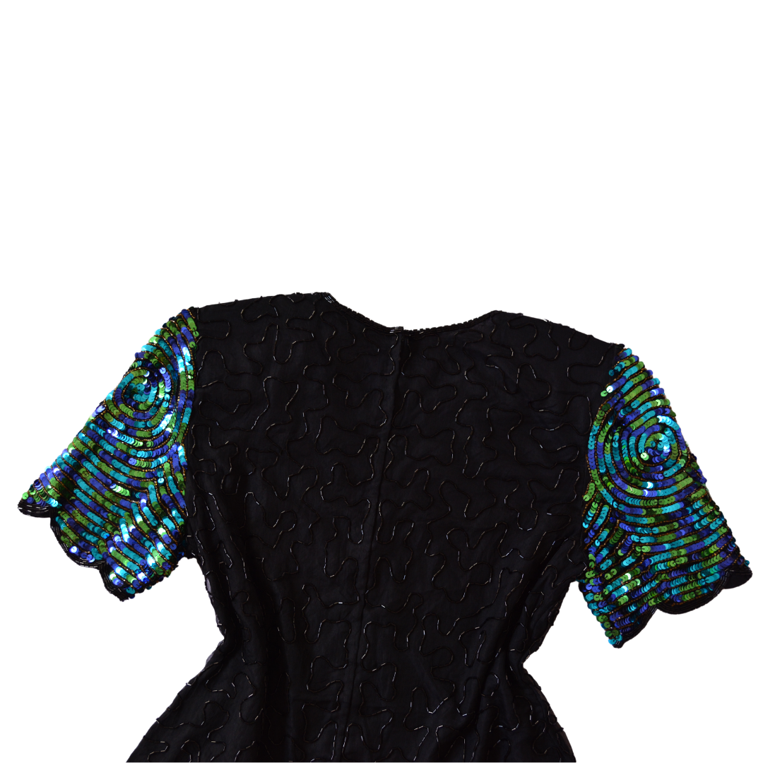 Blusa de seda 80s con lentejuela y canutillo