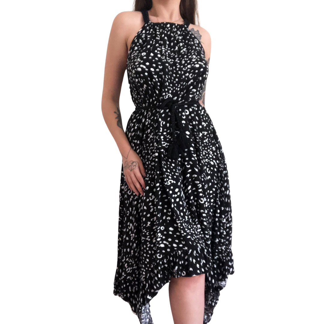 Vestido negro polka dots