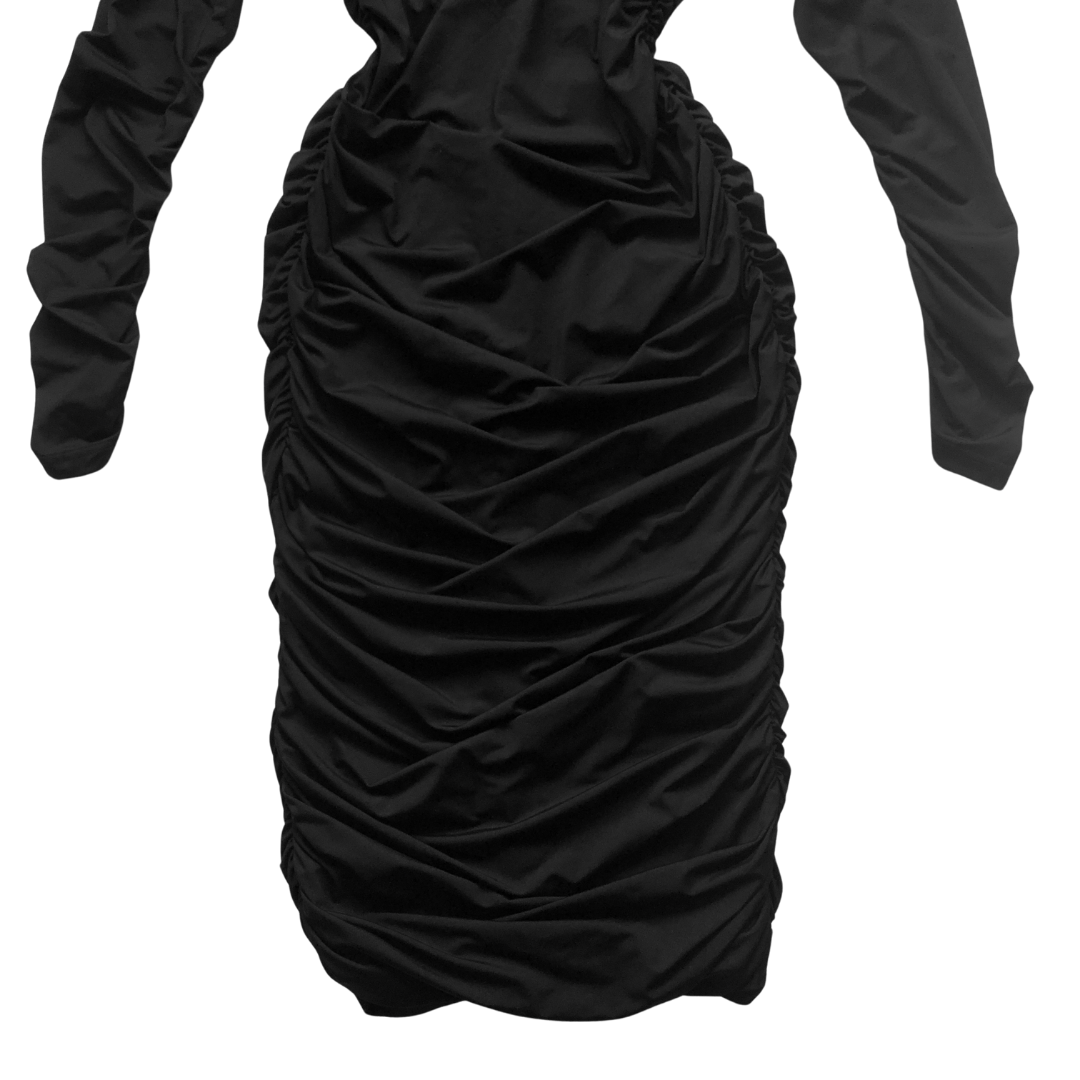 Vestido negro drappeado midi