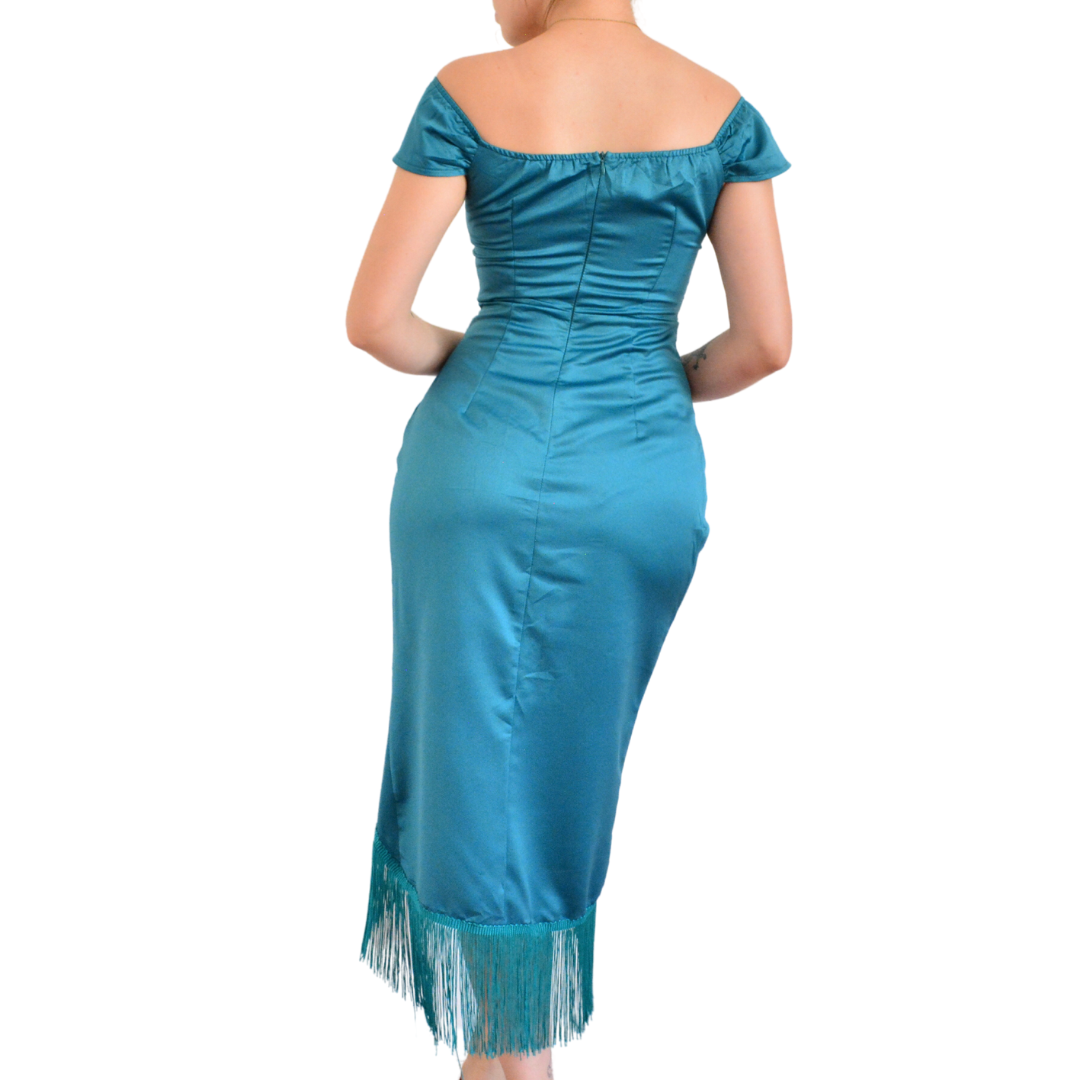 Vestido satinado con corset