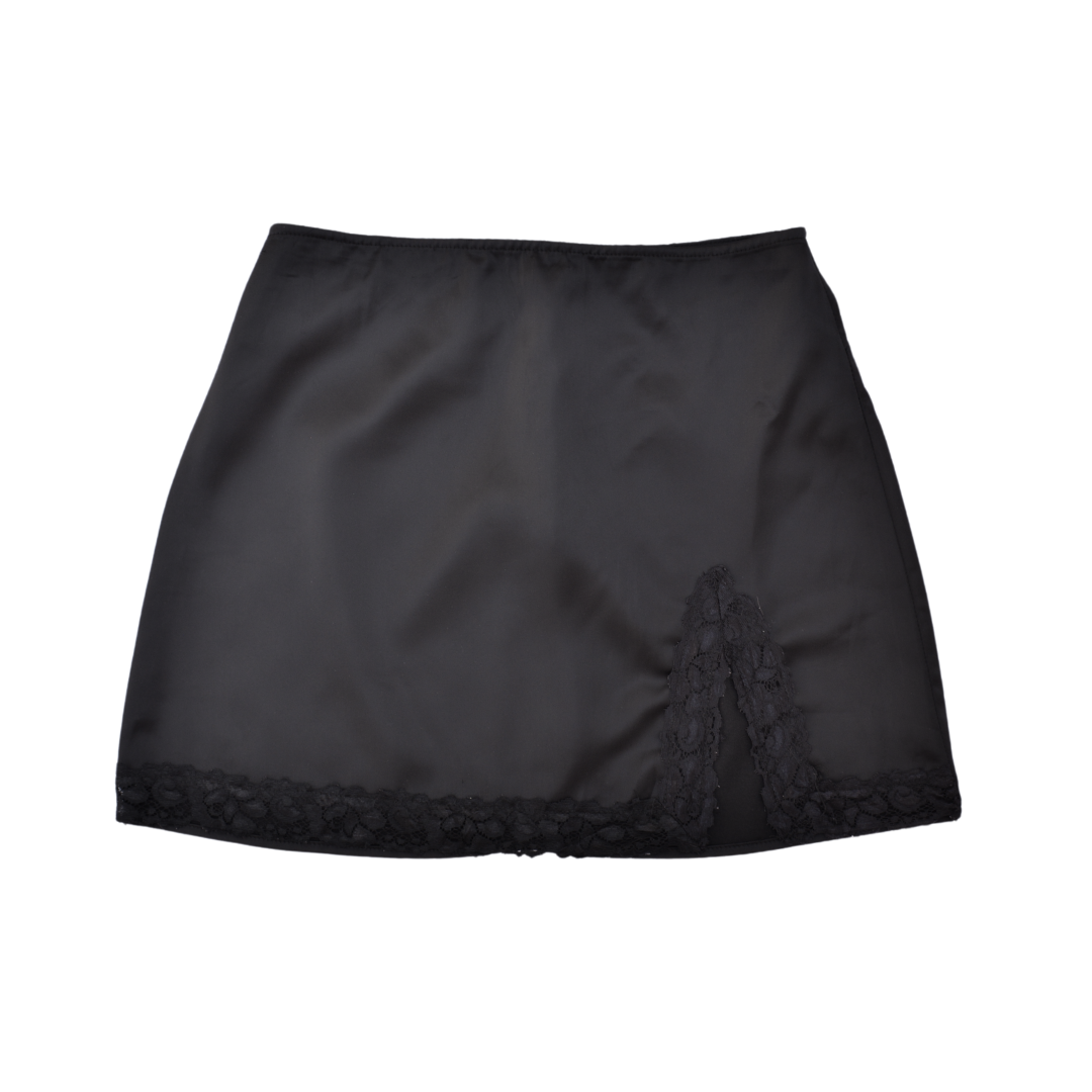 Miniskirt negra satin con abertura