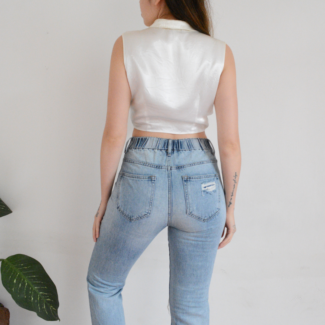 Top satinado perla