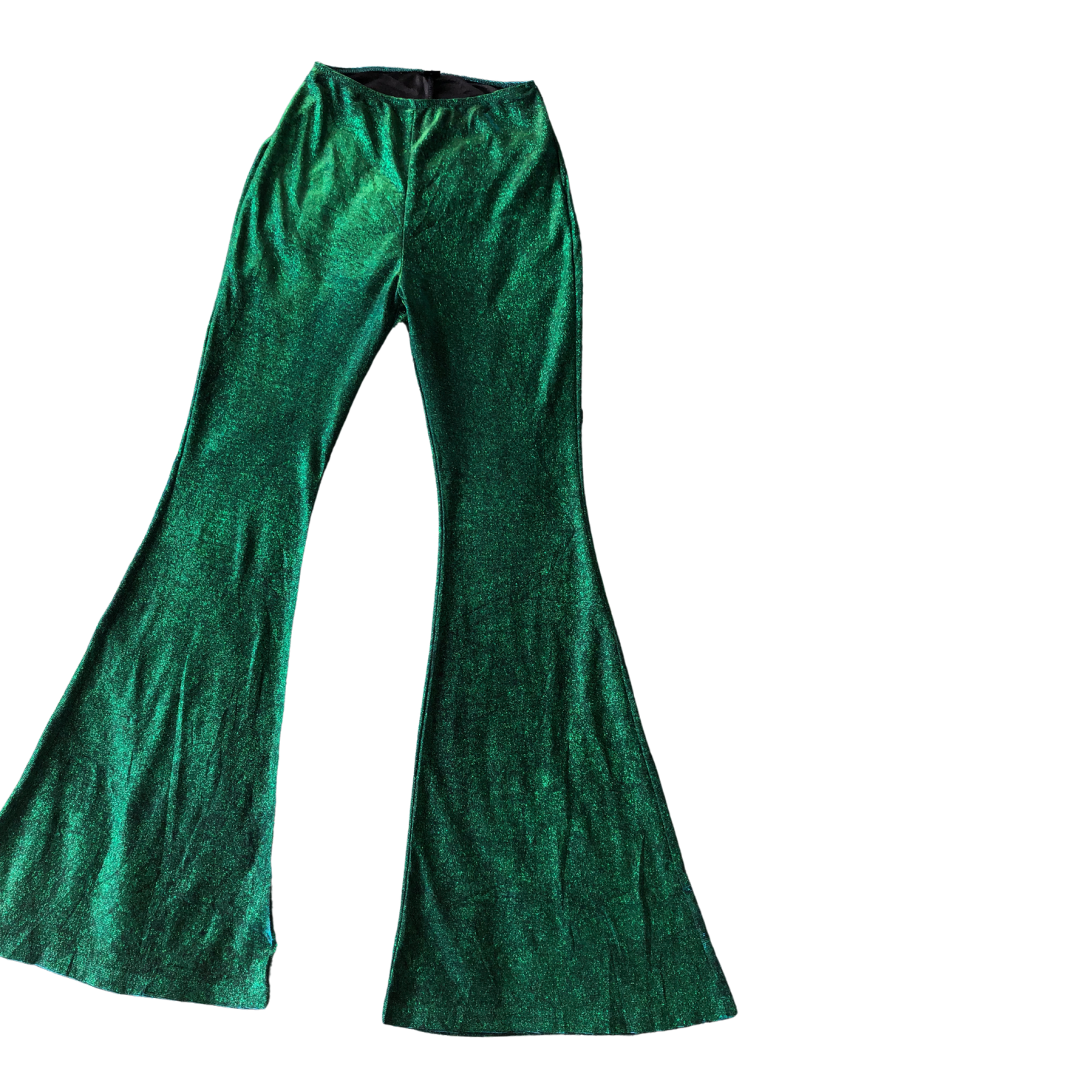 Pantalón flared con brillos tornasol