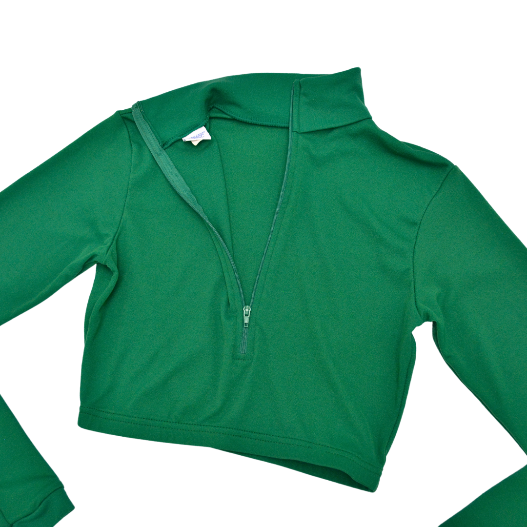 Top verde manga larga y cuello alto