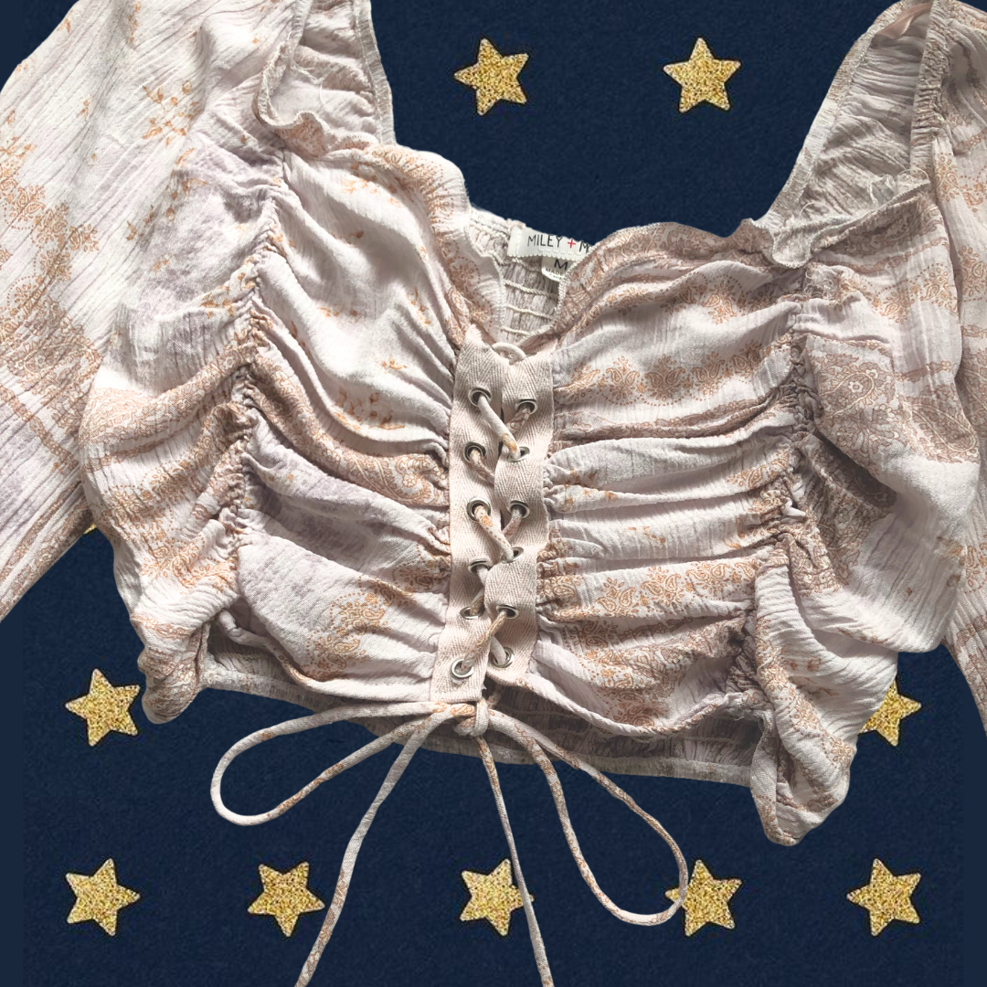 Top beige cierre corset