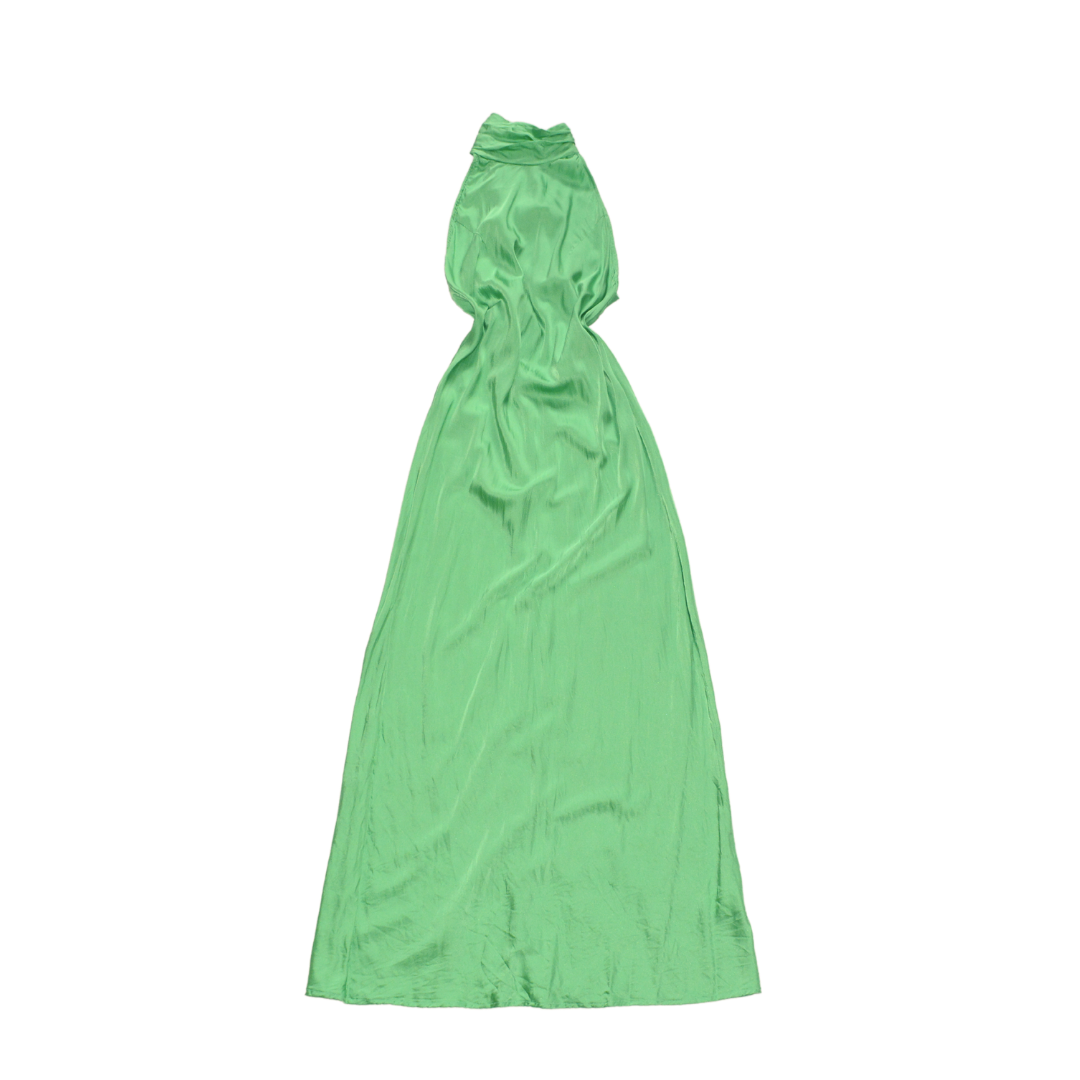 Vestido verde largo de seda
