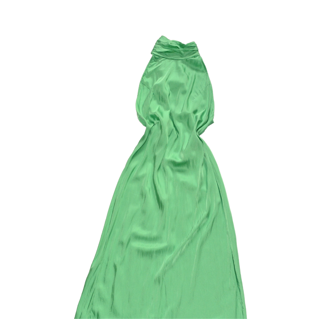 Vestido verde largo de seda