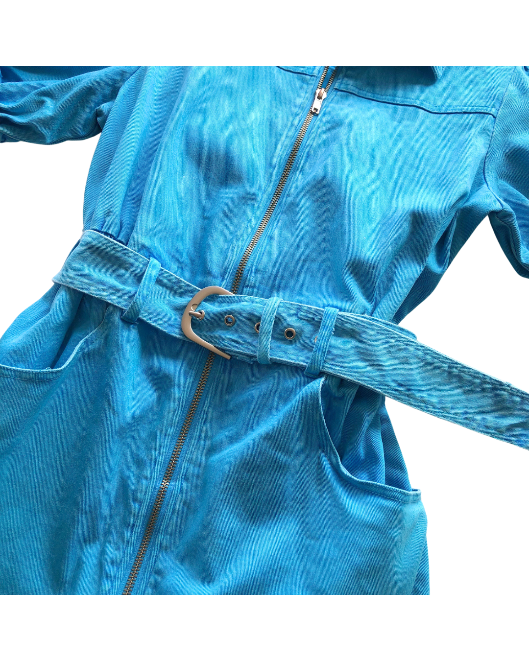 Vestido denim azul con cinturón