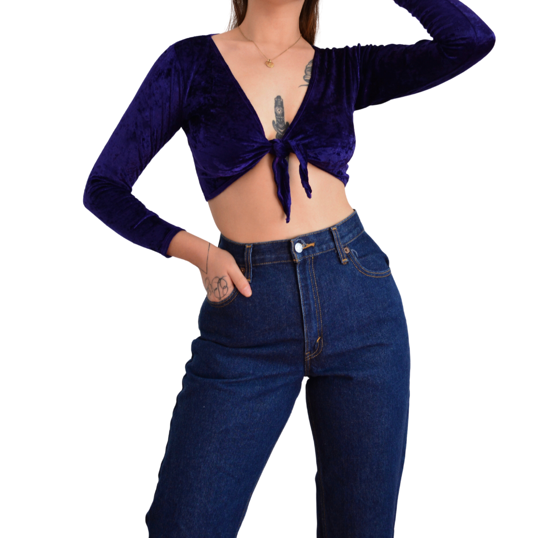 Top velvet morado