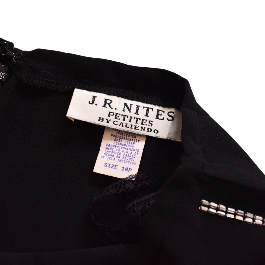 Pantalón negro de gasa con canutillo
