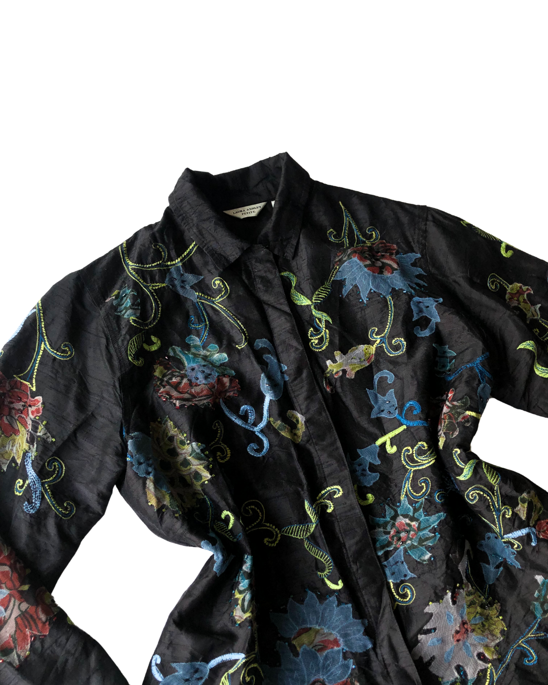Blusa 90s de seda y canutillo