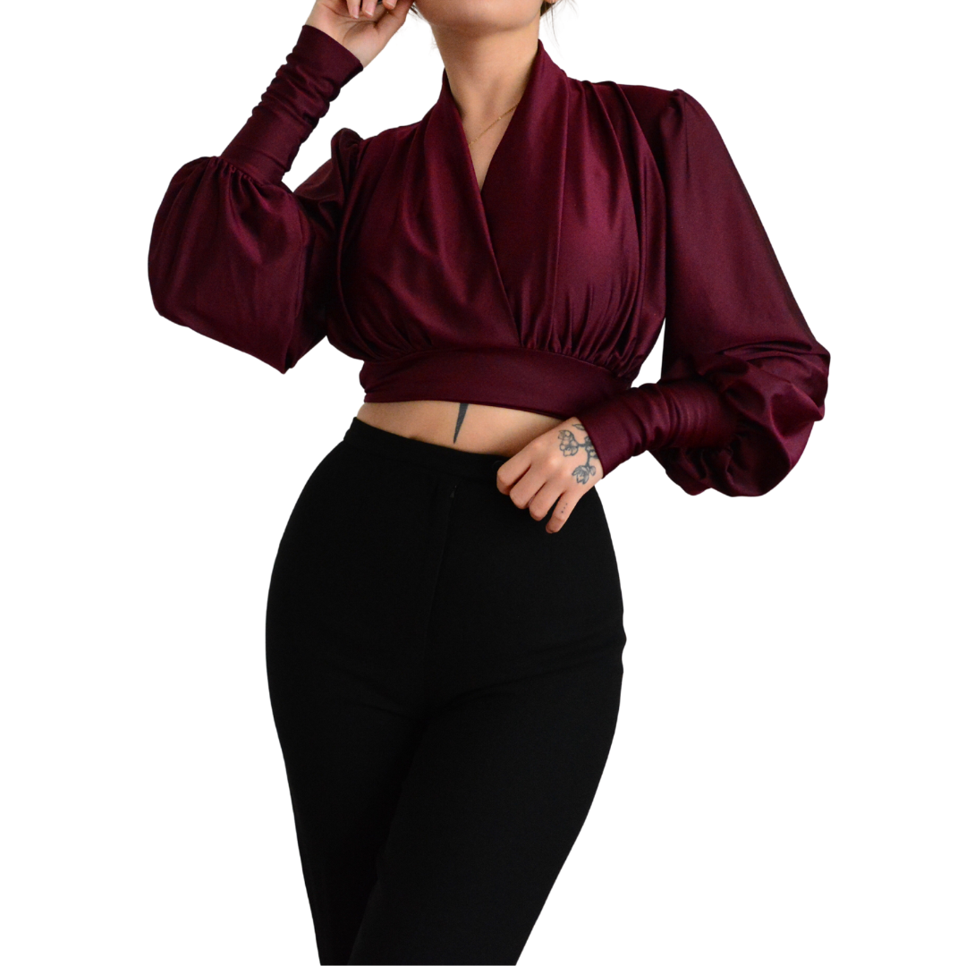 Blusa vino drappeada