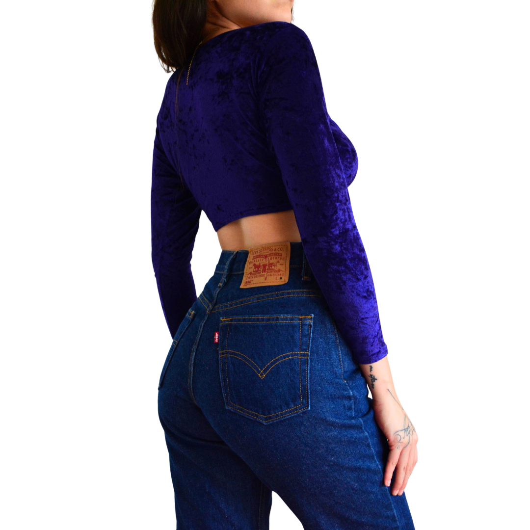 Top velvet morado
