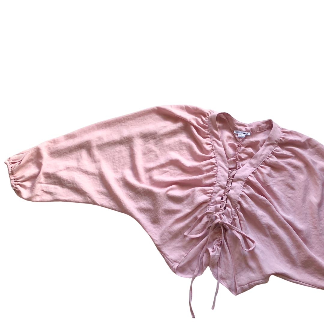 Blusa rosa pastel escote cruzado