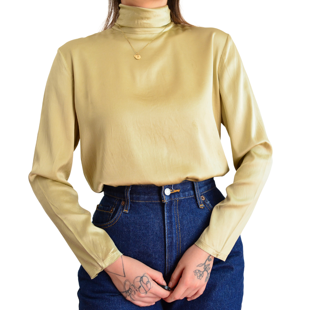Blusa champagne de seda