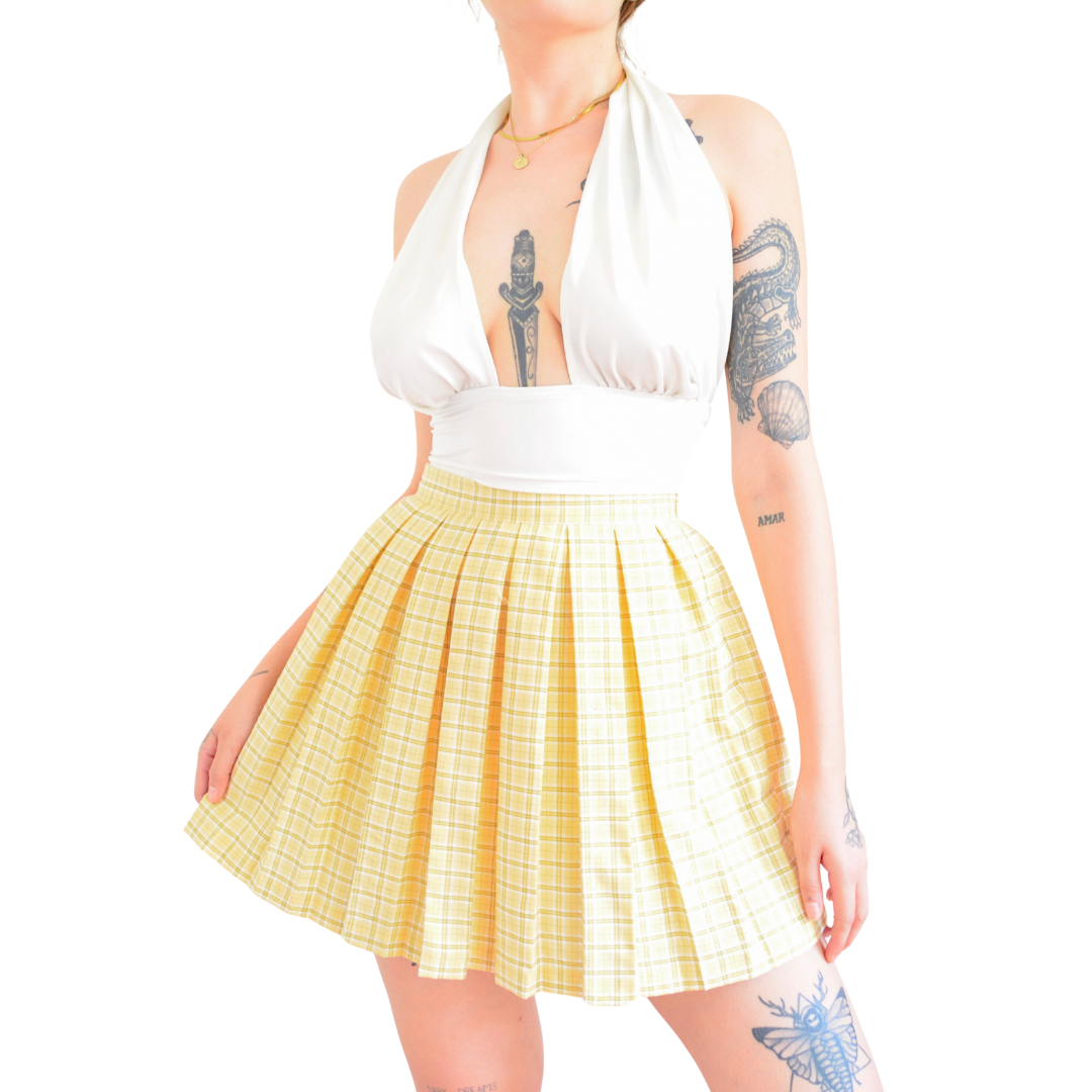 Falda plisada amarillo baby plaid