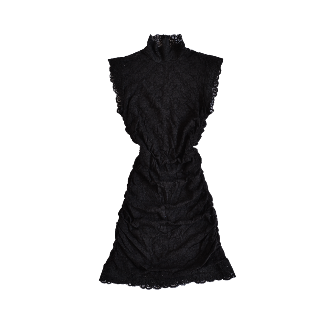 Vestido negro de encaje con forro