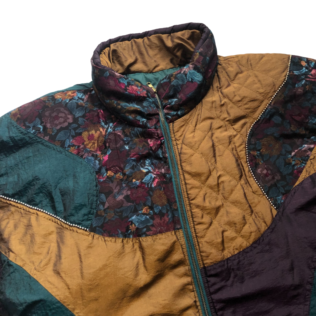 Chamarra 80s bomber patchwok floral