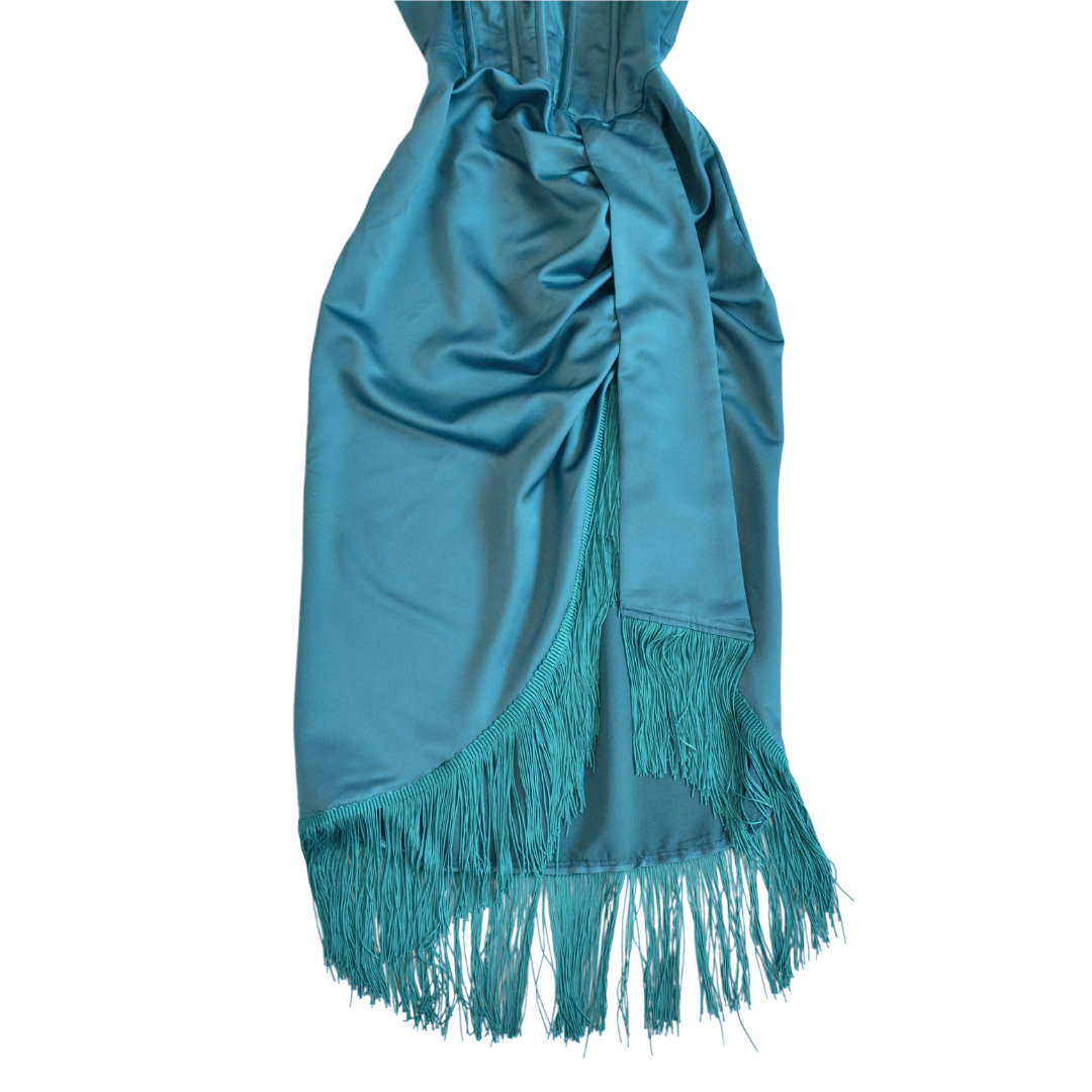 Vestido satinado con corset