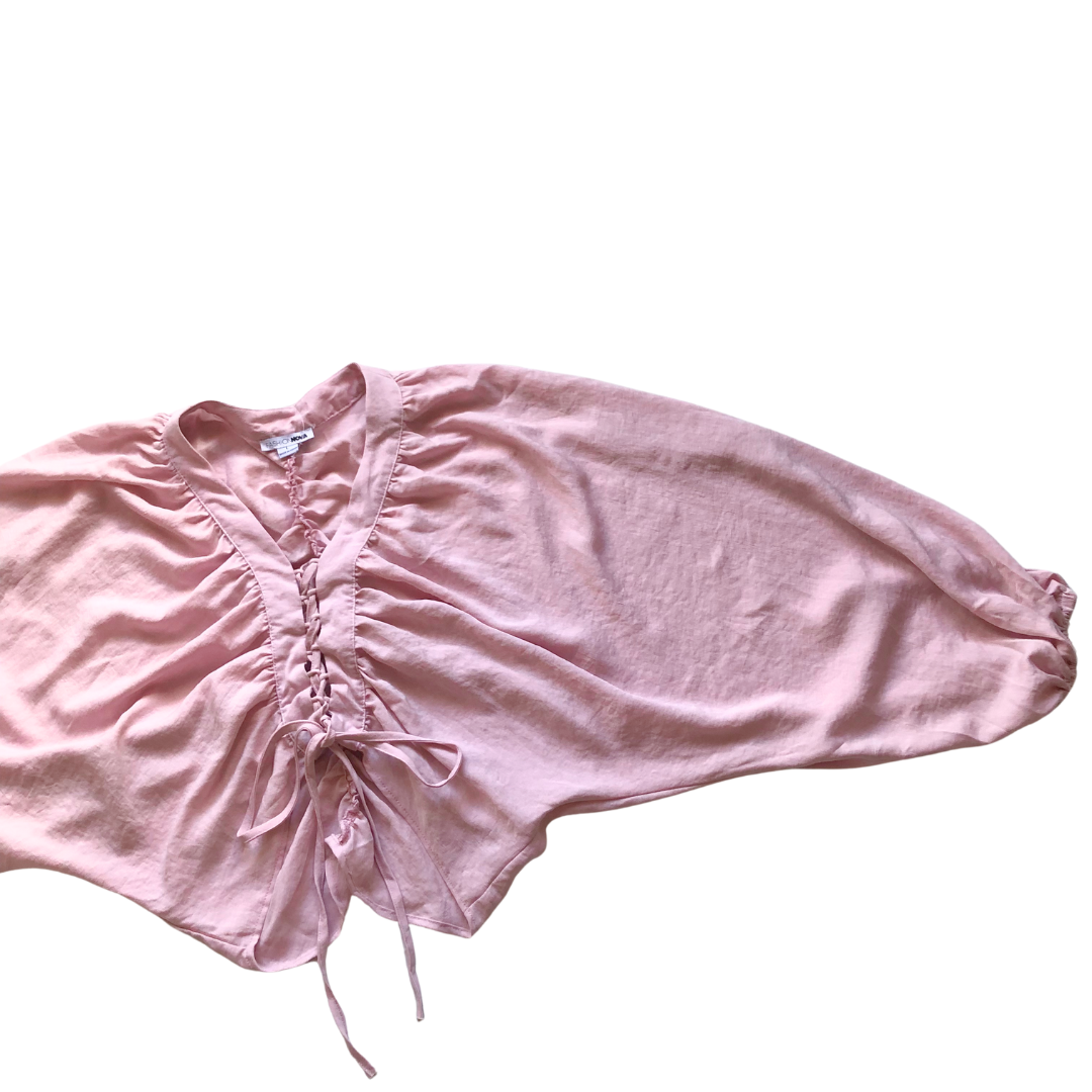 Blusa rosa pastel escote cruzado