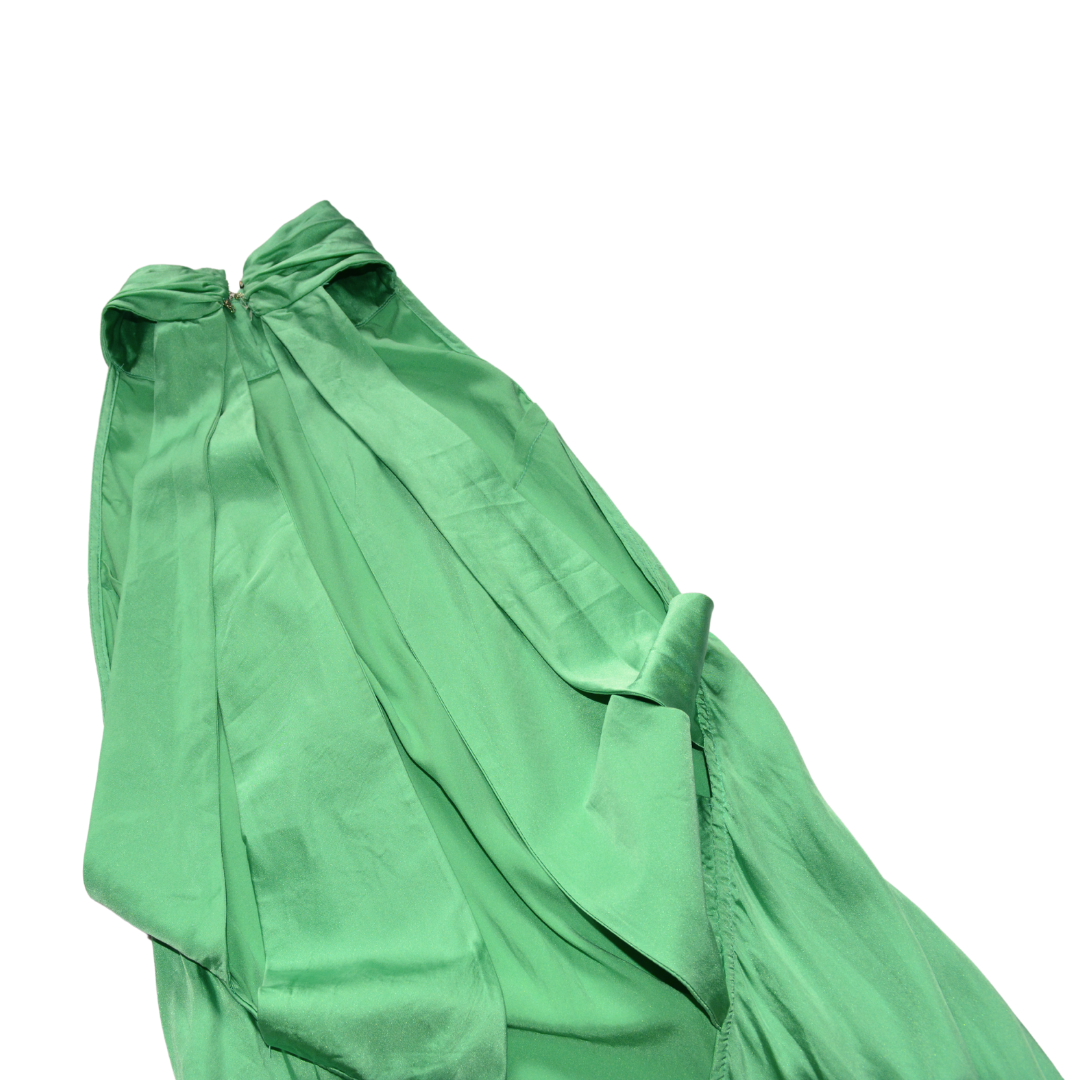Vestido verde largo de seda