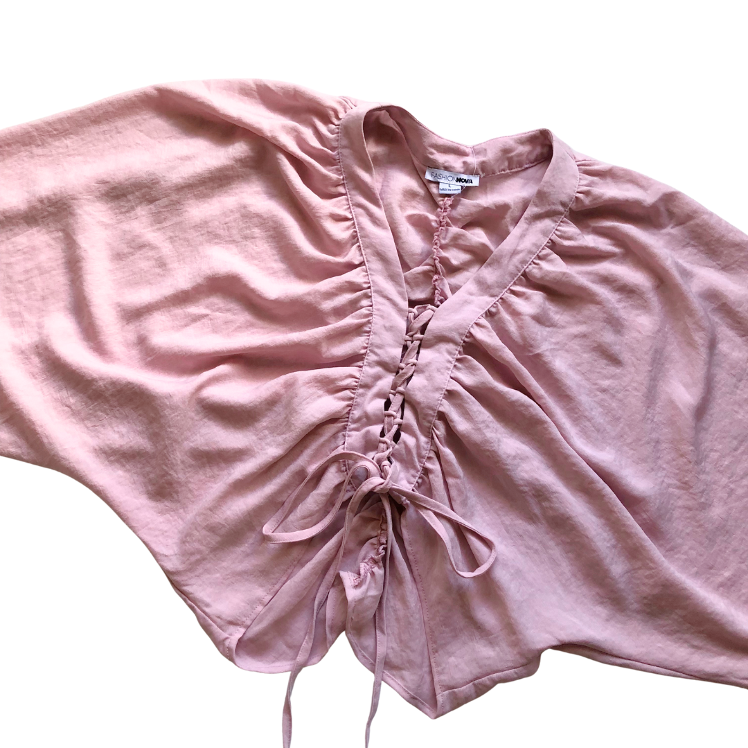 Blusa rosa pastel escote cruzado