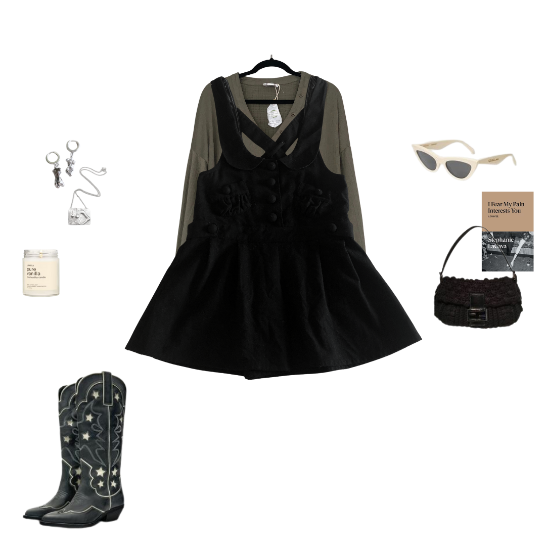 Jumper negro de lana 90s