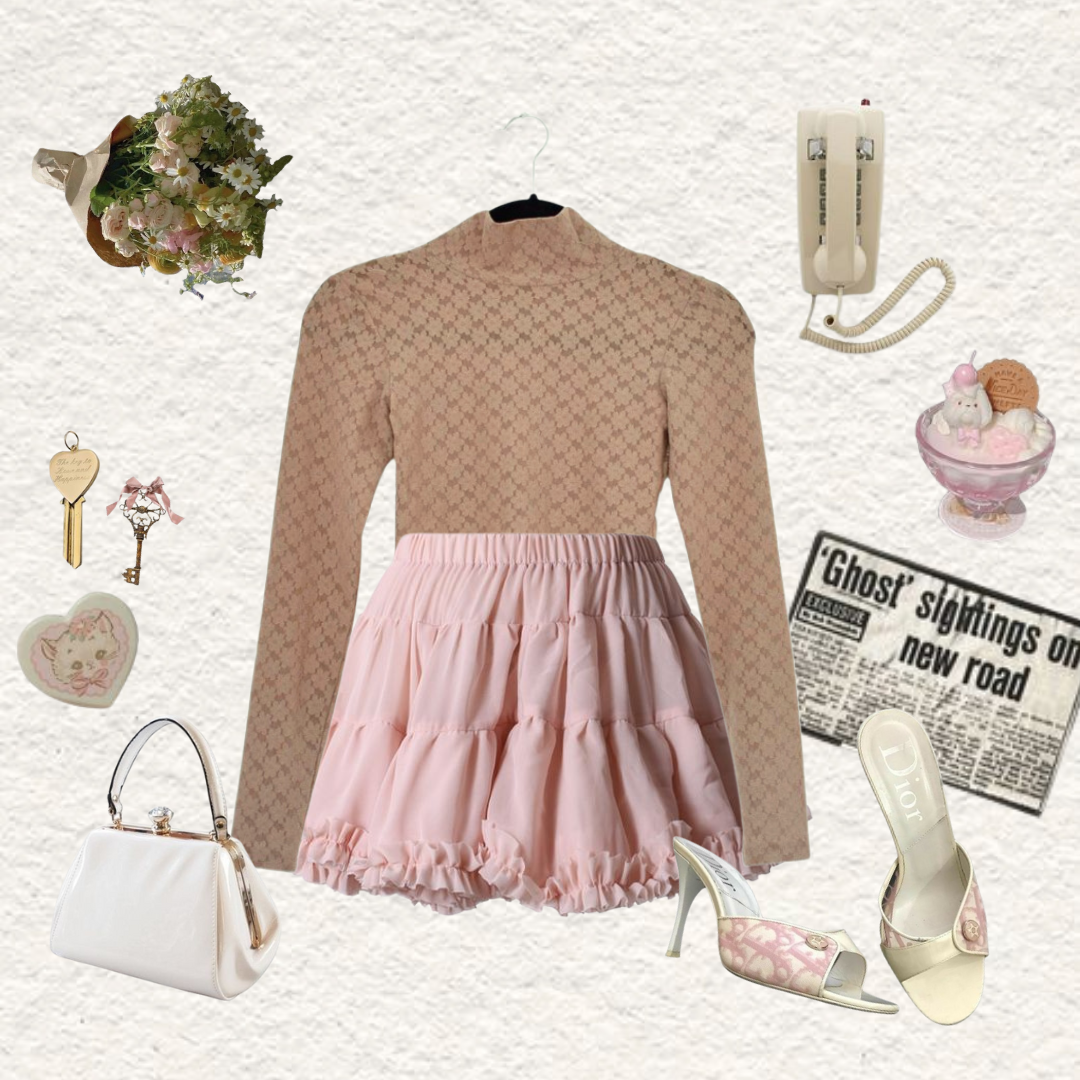 Bodysuit café con flores y transparencias