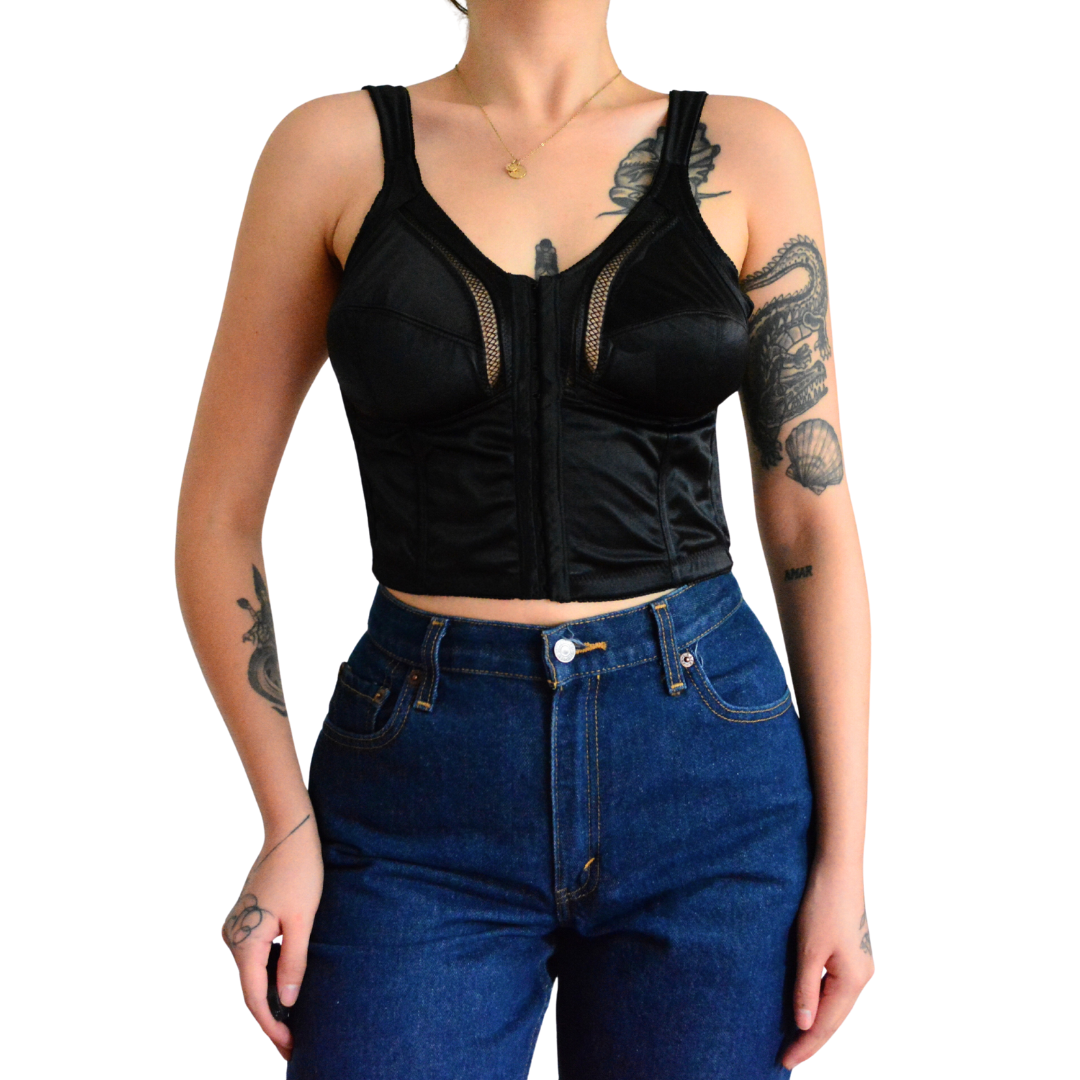 Top bustier negro satin