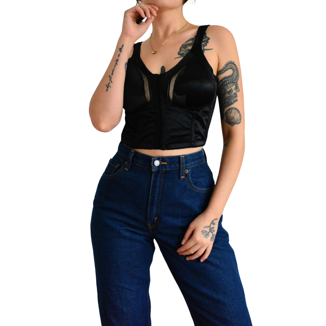 Top bustier negro satin