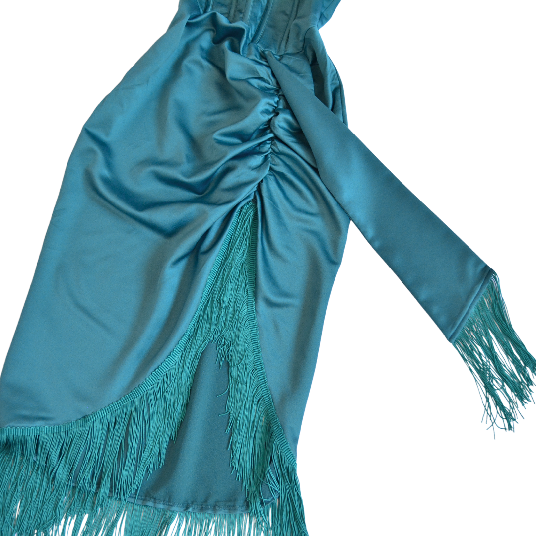 Vestido satinado con corset