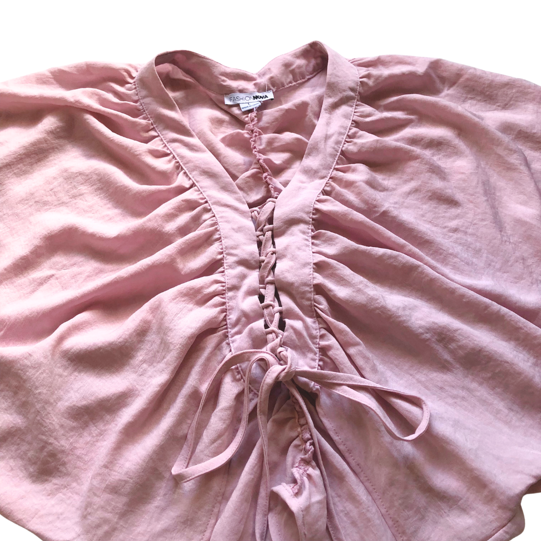 Blusa rosa pastel escote cruzado