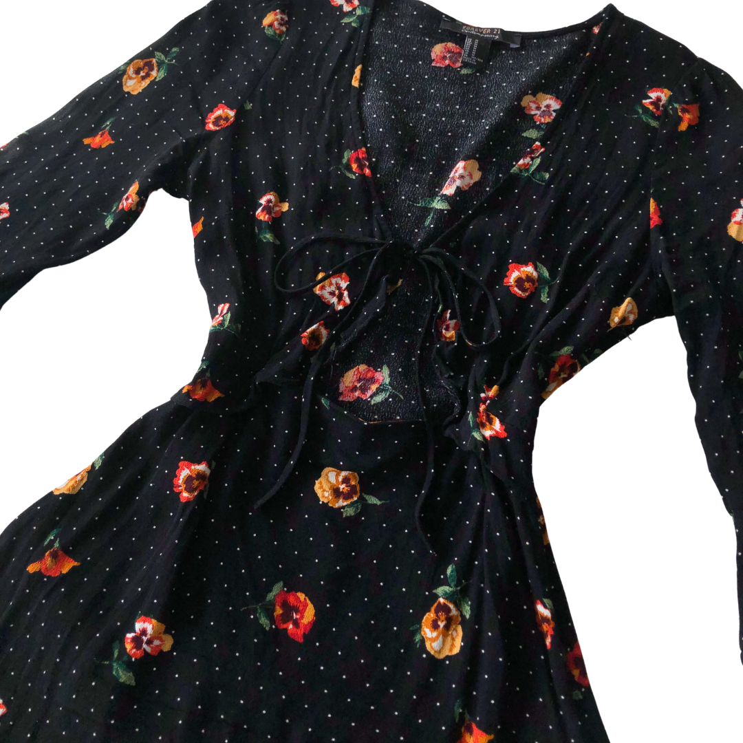 Vestido negro floral