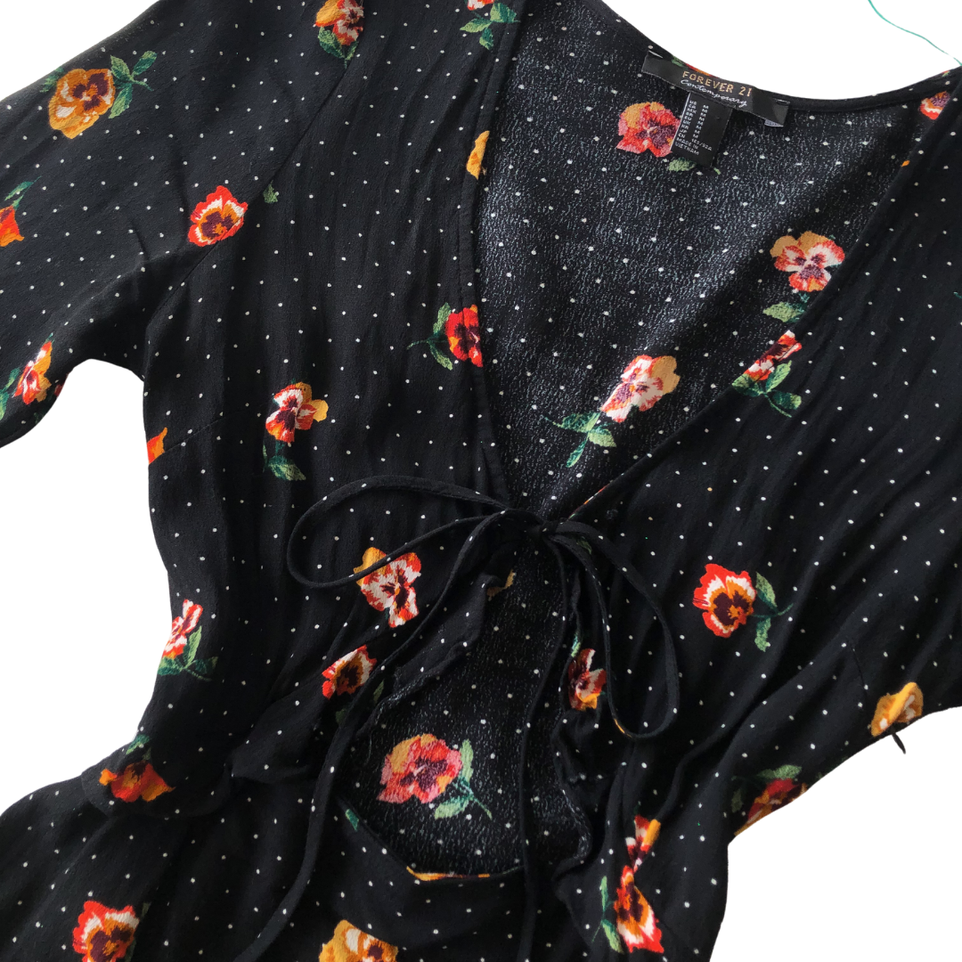 Vestido negro floral