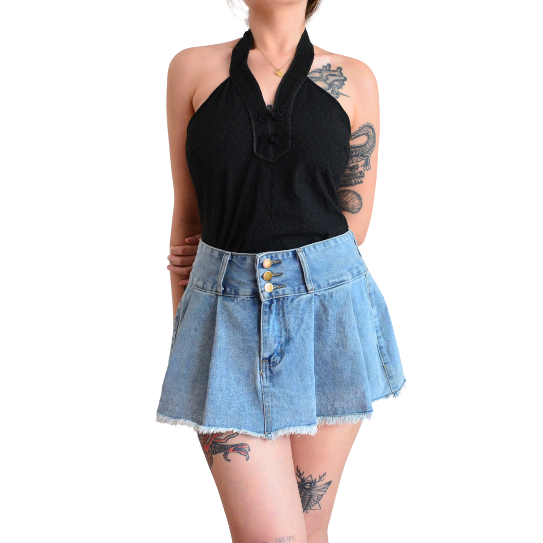 Mini skirt denim tableada