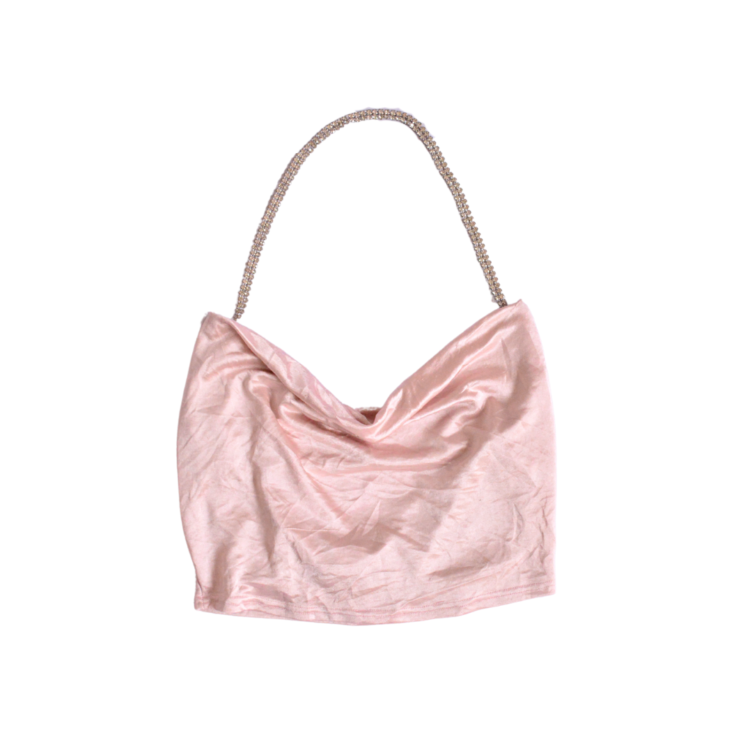 Top rosa satinado con pedrería
