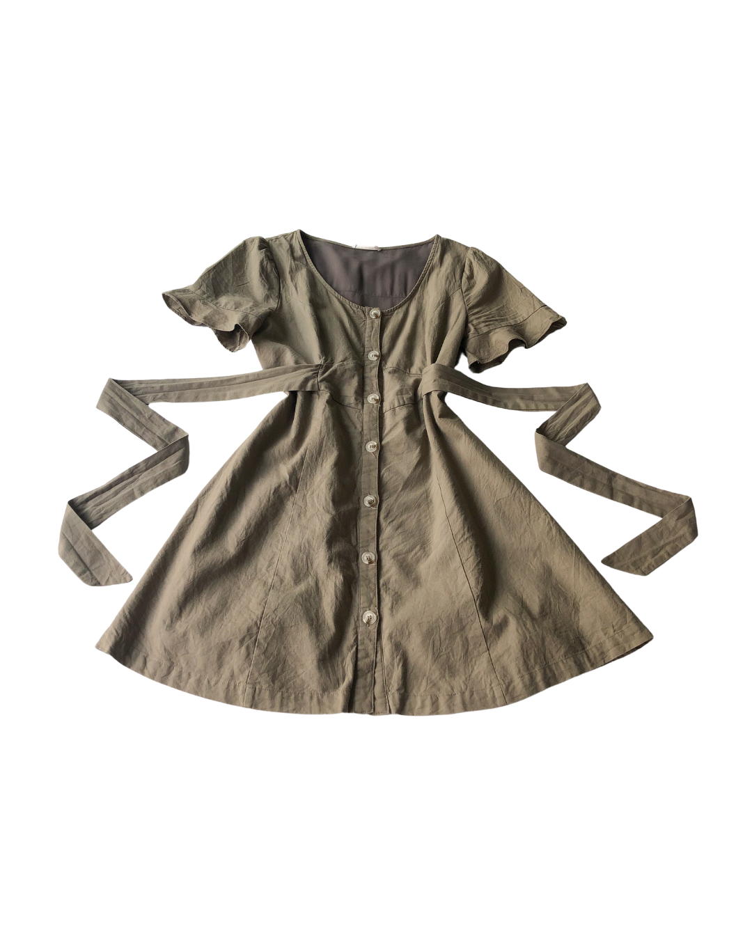 Vestido verde olivo de botones