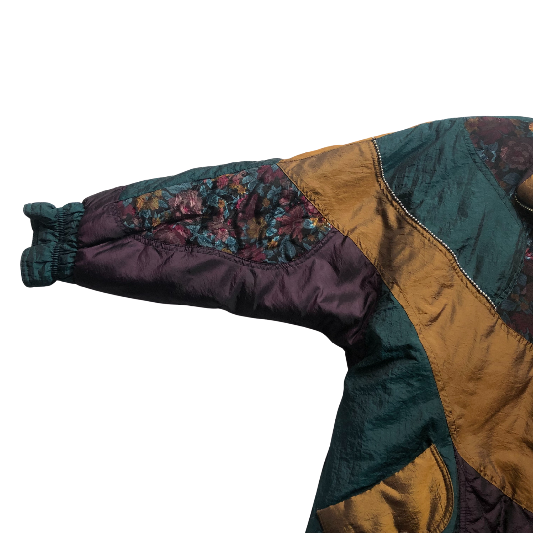 Chamarra 80s bomber patchwok floral