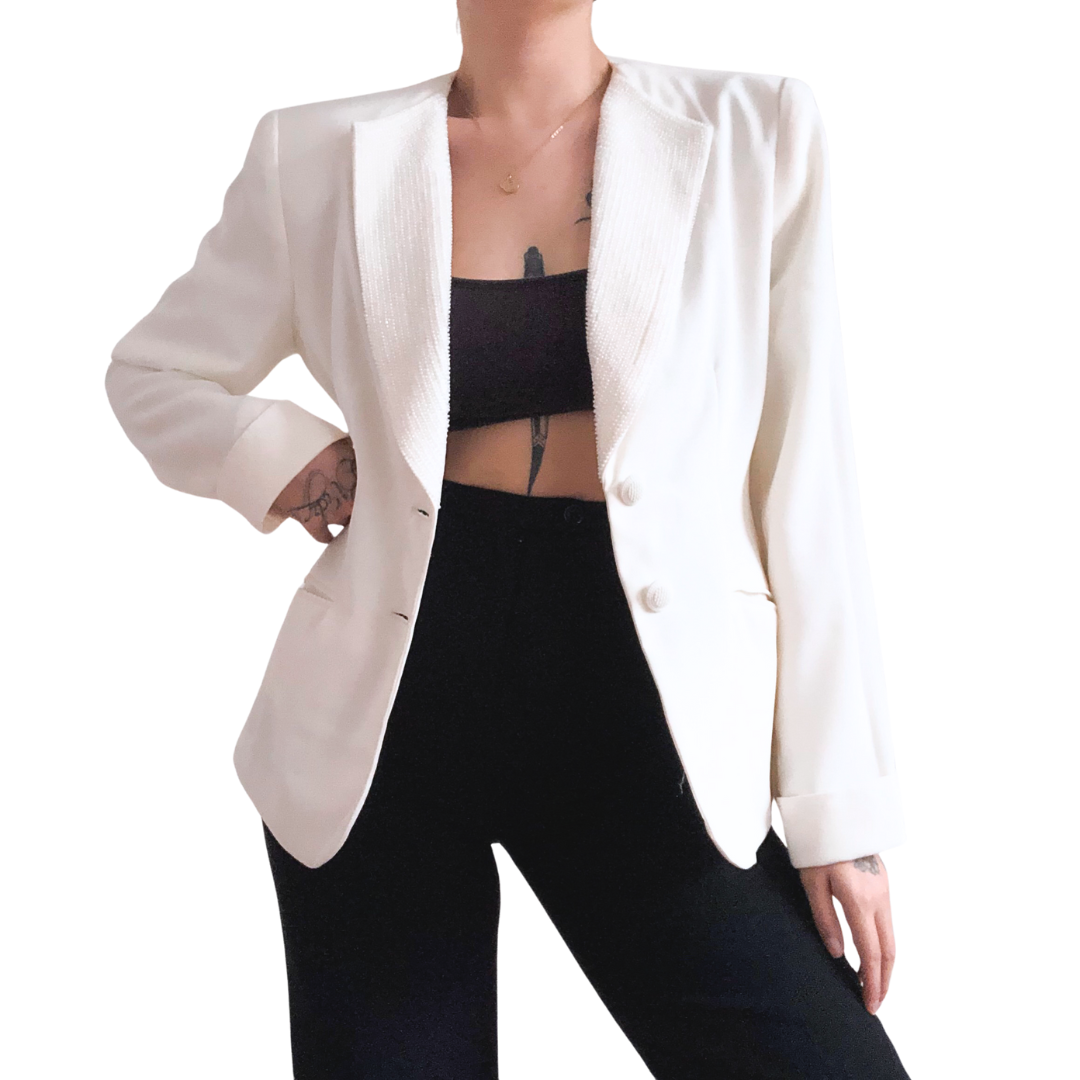 Blazer perla con canutillo