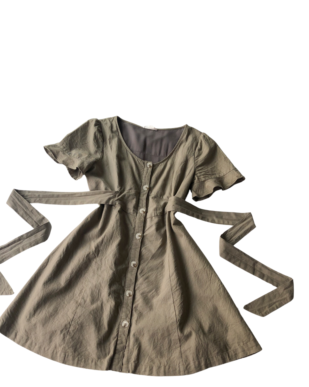 Vestido verde olivo de botones