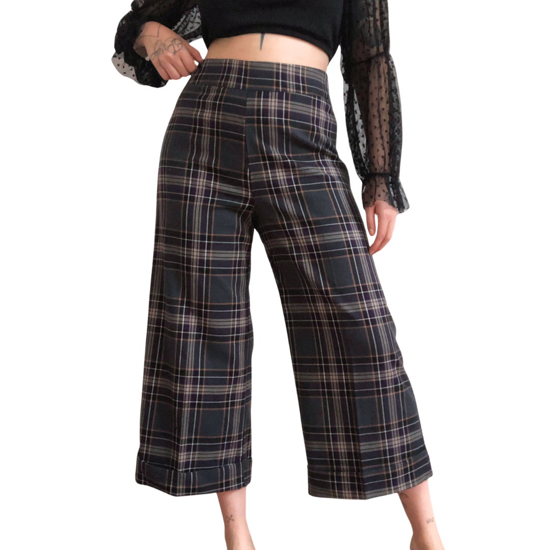 Pantalon plaid corte ancho