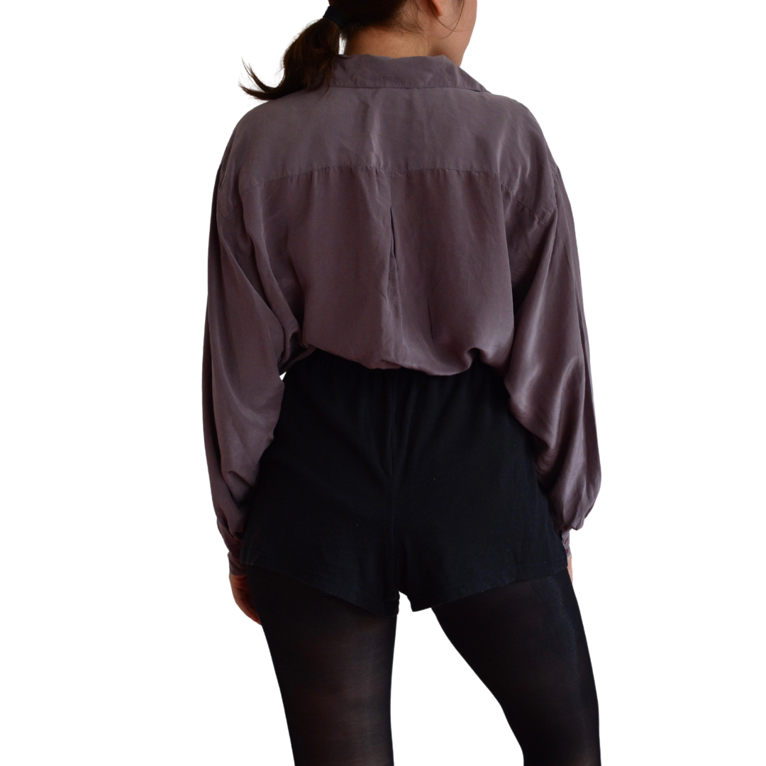 Camisa de seda morado pálido