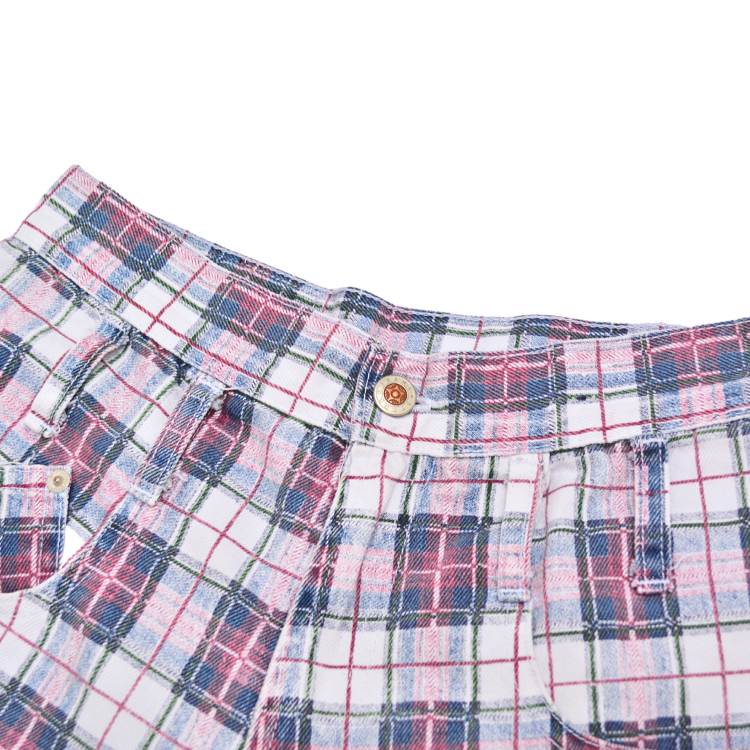 Momshort Steel Jeans Plaid 80s