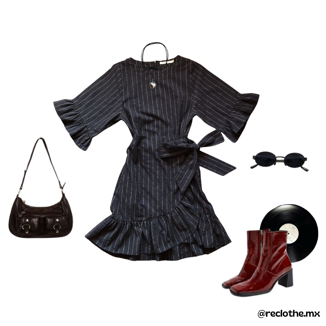Vestido ruffles envolvente